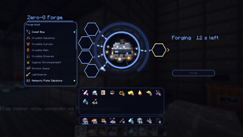 The zero-g forge: the piece in the field, forging in progress